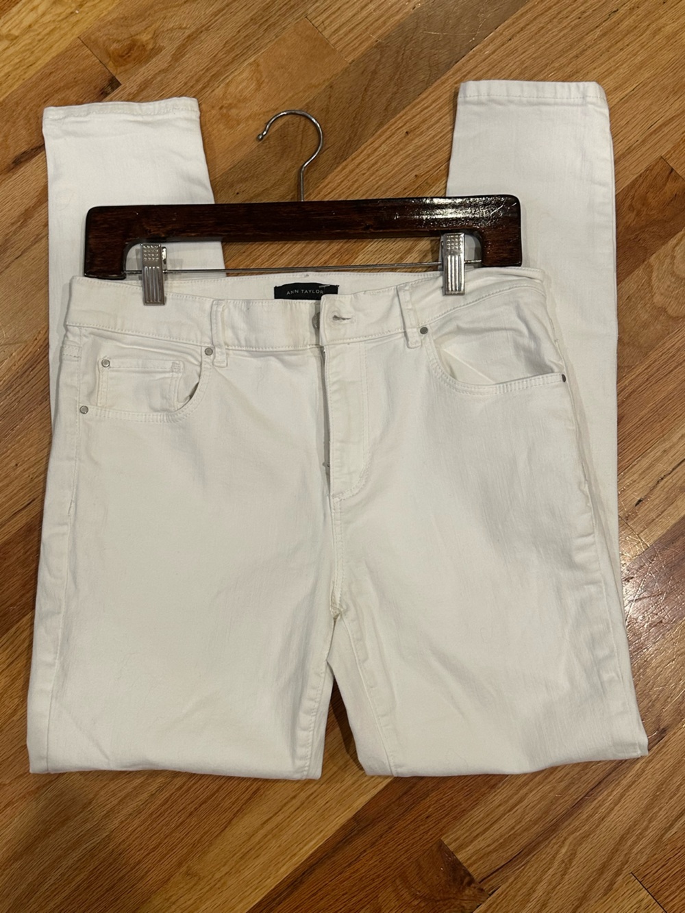 Ann Taylor Cream Skinny Jeans - Sleek High Rise
